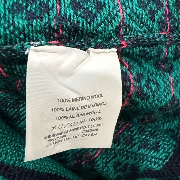 J. Crew Jacquard Knit Argyle Evergreen Merino Wool Sweater Size XS - Picture 7 of 8